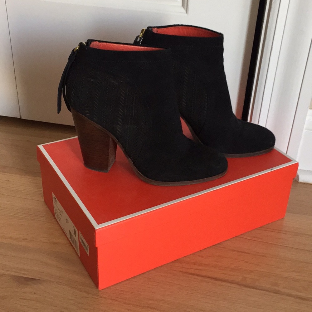 Black suede booties from Coach